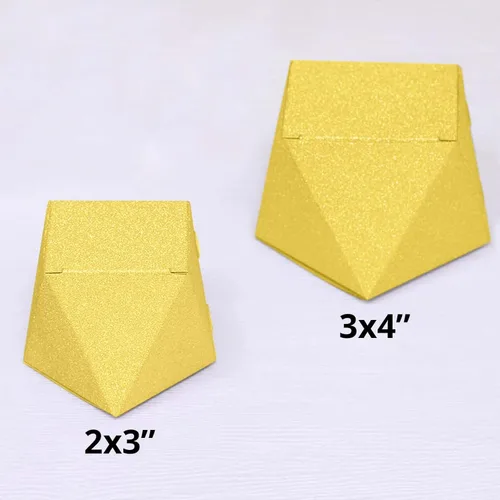 Miniatura 3 de Efavormart - 25 cajas de regalo de boda con purpurina dorada, forma geométrica de 3 x 4 pulgadas