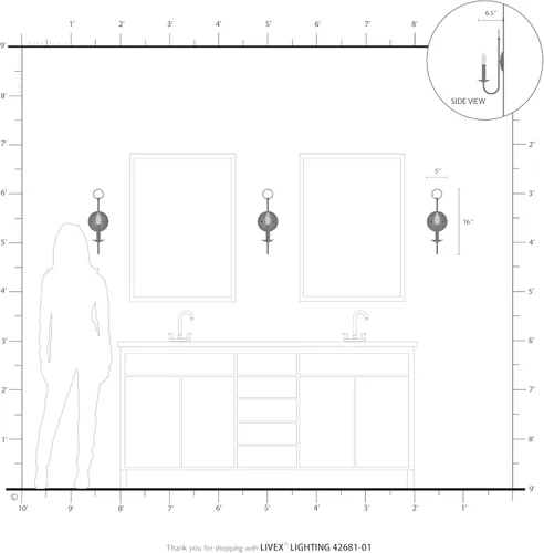 Miniatura 6 de Livex Lighting 42681-01 - Aplique de pared de latón antiguo (1 luz)