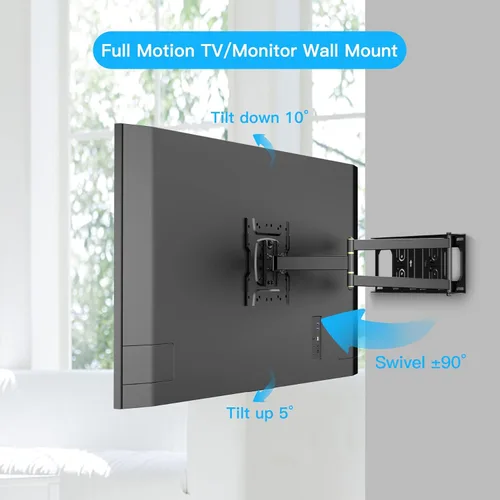 Miniatura 2 de FORGING MOUNT Soporte de pared para TV de esquina con brazo largo de 25.6 pulgadas, soporte de pared para TV de movimiento completo con giro e