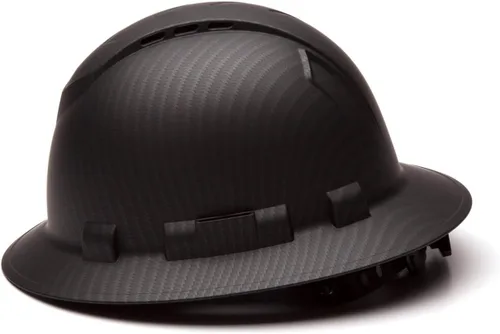Miniatura 2 de Texas America Safety Company Casco duro RIDGELINE de ala completa con ajuste de perilla de 6 puntos y bolsa Grafito ventilado negro mate