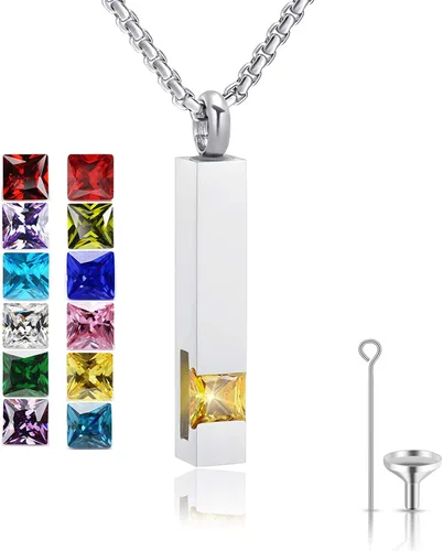 Miniatura 76 de YOUFENG collar con urna para cenizas, cubos de piedras natales, urna para cenizas humanas, collar de urna de cremación, relicario, recuerdo
