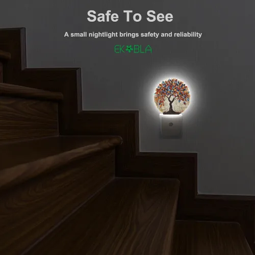 Miniatura 5 de EKOBLA Luz nocturna de árbol de estaciones coloridas enchufable, luz nocturna LED multicolor con sensor automático del atardecer al amanecer