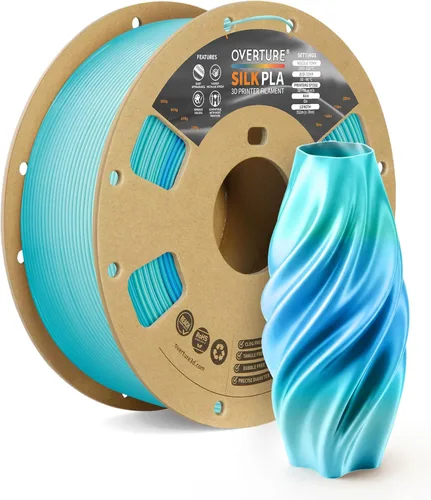 Miniatura 27 de OVERTURE - Paquete de filamento de seda PLA, sin obstrucciones, brillante, filamento metálico brillante para impresora 3D, carrete de 1 kg * 4