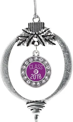 Miniatura 85 de Inspired Silver - Bonita bandera estadounidense - Adorno de Navidad plateado - Adorno de árbol de Navidad con dije circular con circonita cúbica