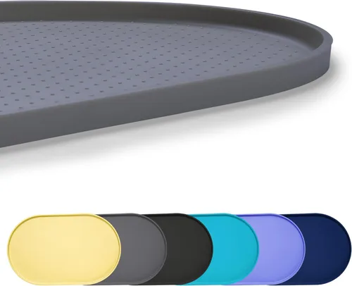 Estera de comida para perros 100% impermeable de 0.5" con borde elevado, libre de BPA, de silicona, para mascotas, estera para gatos y perros que