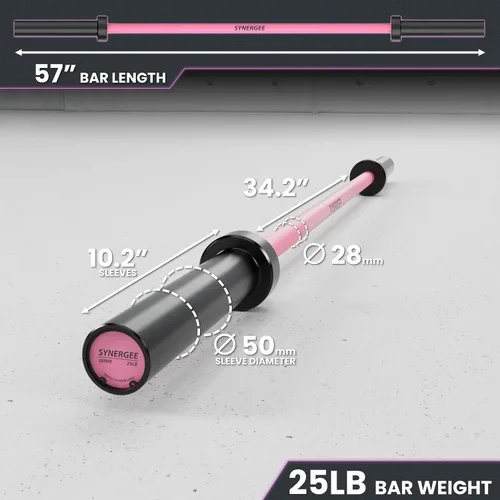 Miniatura 3 de Synergee Barra olímpica de 20 libras y 25 libras, barra de peso olímpica de 2 pulgadas para entrenamiento de fuerza, sentadillas, peso muerto y f)