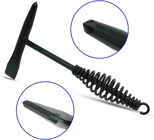 Miniatura 2 de VASTOOLS Martillo astillador de soldadura con mango de resorte helicoidal, 10.5 pulgadas, cincel de cono y vertical, cincel de cono y cruz, cepillo