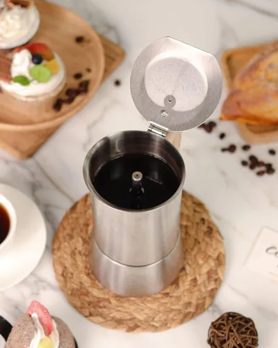 Miniatura 4 de Sivaphe Cafetera Espresso para Estufa de Acero Inoxidable 3.5 oz, 1-2 Tazas Cafetera Inducción Olla Moka, Olla Moka de 100ml Campaing, Olla Moka 2
