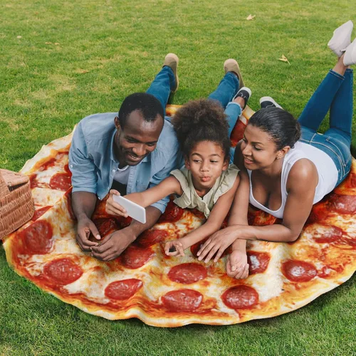 Miniatura 7 de QiyI Manta de pizza 2.0 de doble cara para adultos y niños, manta gigante de comida divertida, regalos divertidos de Acción de Gracias, regalo Pizza