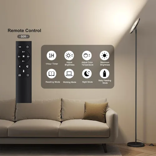 Miniatura 4 de SUNMORY Lámparas de pie para sala de estar, lámpara de pie LED súper brillante de 32 W/3000 lm con control remoto, lámpara de pie de 69 pulgadas