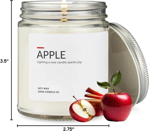 Miniatura 6 de 1OAK Vela de Manzana - Velas perfumadas de cera de soja (Manzana) - Velas de soja para aromatizar el hogar - Quema larga premium - Hechas a mano