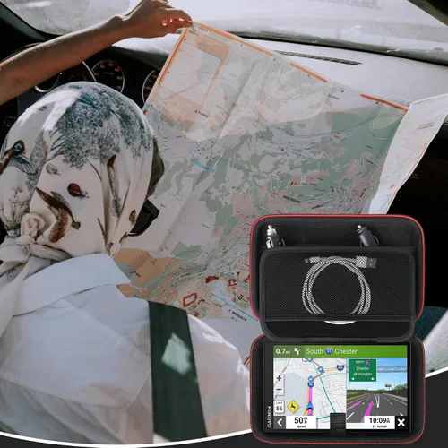Miniatura 7 de Funda GPS para Garmin dezl OTR610/OTR720/OTR710/OTR620/DriveSmart 76/66/71 EX/DriveCam™ 76/RV 795/RV Cam 795, 6-7 pulgadas con bolsa de malla