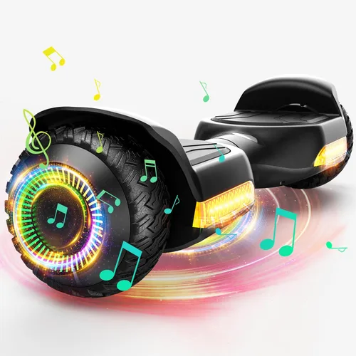 Gyroor Scooter de equilibrio automático G13 todo terreno con luces LED, autoequilibrio todoterreno con Bluetooth para niños de 6 a 12 años y Negro