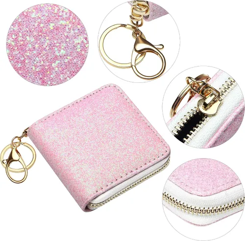 Miniatura 53 de GEEAD - Monedero pequeño con purpurina para mujer o niña, con anillo para llavero