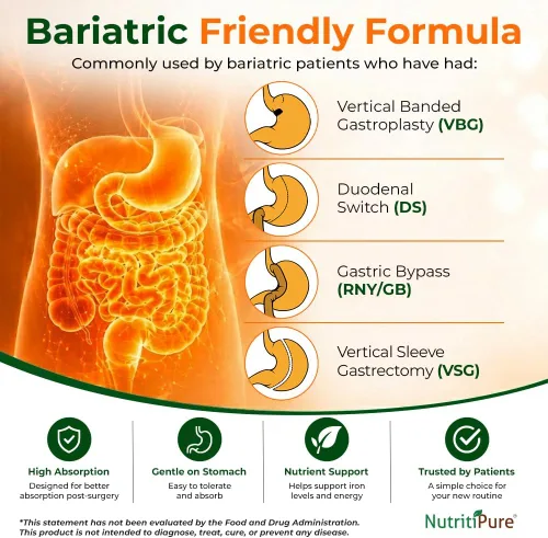 Miniatura 6 de Hierro carbonílico masticable de 65 mg con 270 mg de vitamina C – Tableta Bariátrica (no gomosa), sabor a naranja sin azúcar – Suplemento de hierro