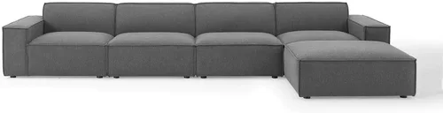 Miniatura 3 de Modway Restore - Sofá seccional tapizado de 5 piezas en color carbón