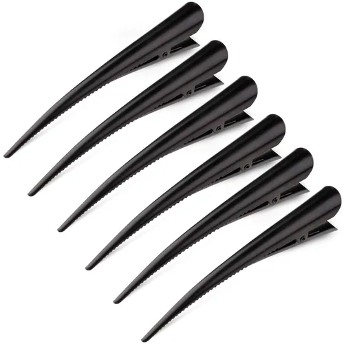 GLAMFIELDS - Pinzas de pelo grandes y largas para peluquería de peluquería, 5 pulgadas, a prueba de óxido, duraderas, antideslizantes, pinzas de