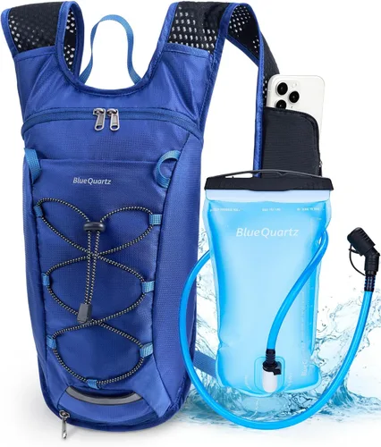 Miniatura 10 de Blue Quartz Mochila de hidratación con bolsa de agua de 2 L, mochila de agua de senderismo para mujeres y hombres, mochila ligera de ciclismo