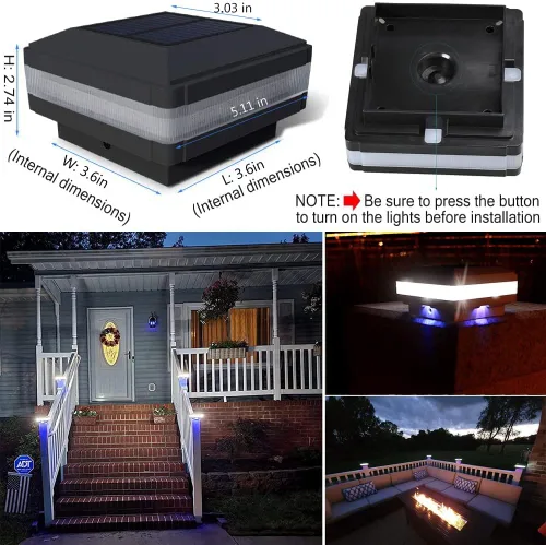 Miniatura 6 de Sumaote Luz solar para poste de poste, luz solar LED impermeable para exteriores para postes de madera de 4 x 4, 5 x 5, 6 x 6, luces de valla