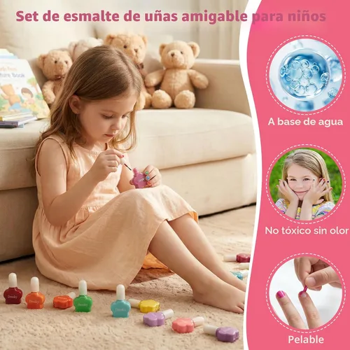 Miniatura 3 de Dmsky Juego de esmaltes de uñas para niños, 18 colores de esmalte de uñas pelable a base de agua de secado rápido para niños, kit de esmalte de uñas