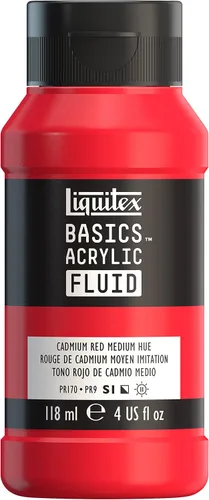 Miniatura 20 de Liquitex BASICS Pintura acrílica fluida, botella de 118ml (4 onzas), tono amarillo cadmio medio Tono medio amarillo cadmio