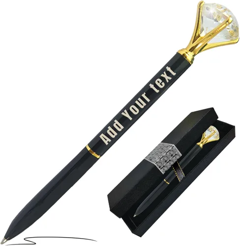 Miniatura 11 de 1 a 500 bolígrafos de diamante personalizados con cristal, bolígrafo de lujo a granel personalizado con texto de nombre grabado, regalo Dia