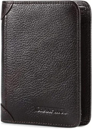 Miniatura 62 de Billetera de piel triple con bloqueo RFID para hombre con 2 ventanas de identificación, 2 compartimentos para efectivo, 6-8 ranuras para tarjetas