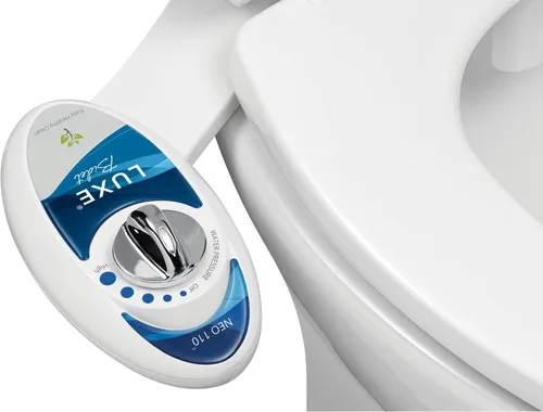Bidé mecánico Neo 110 de Luxe Bidet, no eléctrico, de agua fresca, se agrega al excusado, con fuertes válvulas de grifo y mangueras metálicas., Neo