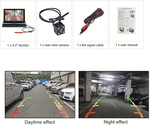 Miniatura 8 de Monitor plegable TFT LCD de 4.3 pulgadas para coche, cámara de respaldo inversa, cámara de respaldo para coche, sistema de aparcamiento de video