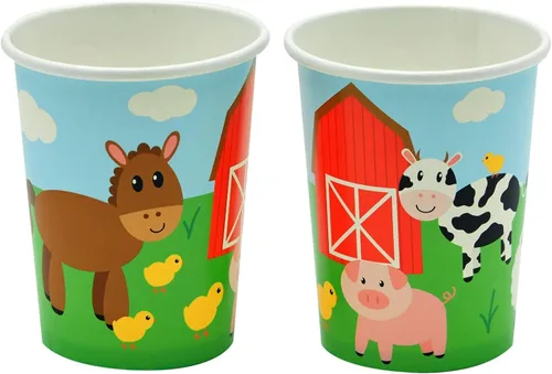 Miniatura 6 de Juvale Farm - Decoraciones para fiestas temáticas – Juego de 144 piezas, sirve 24, platos de 9 pulgadas y tazas de 9 onzas, diseño de animales a