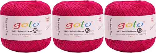 Miniatura 74 de Hilo de ganchillo golo para tejer a mano Tamaño 30, hilo para calados color Hibiscus-166 166-Hibiscu