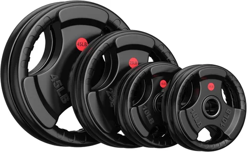 Miniatura 19 de GIKPAL Discos de peso de goma de agarre olímpico de 2 pulgadas para entrenamiento de fuerza, levantamiento de pesas en el hogar y el gimnasio, juego