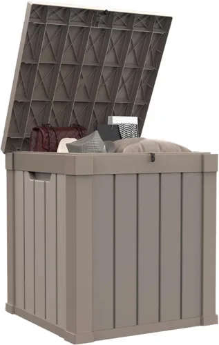 Miniatura 14 de Caja de almacenamiento para exteriores de 30 galones, impermeable, caja de resina para terraza, con cerradura, para muebles de patio, jardín