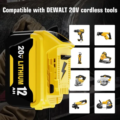 Miniatura 6 de 2Packs 12000mAh High Capacity DCB206 Replacement for Dewalt 20v Max Battery 12.0 Ah Lithium Compatible with Dewalt 20v Battery Compatible with 20v