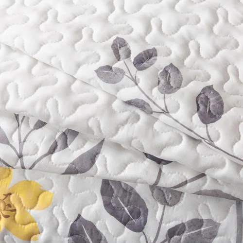 Miniatura 7 de Soul & Lane May Flowers - Juego de edredón gris y amarillo, tamaño individual con 1 funda, colcha acolchada floral ligera de verano, ropa de cama