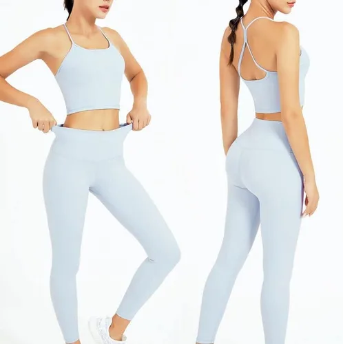 Miniatura 5 de YFQHDD - Conjunto de yoga sin costuras para mujer, ropa de gimnasio, ropa deportiva de entrenamiento de cintura alta, leggings deportivos