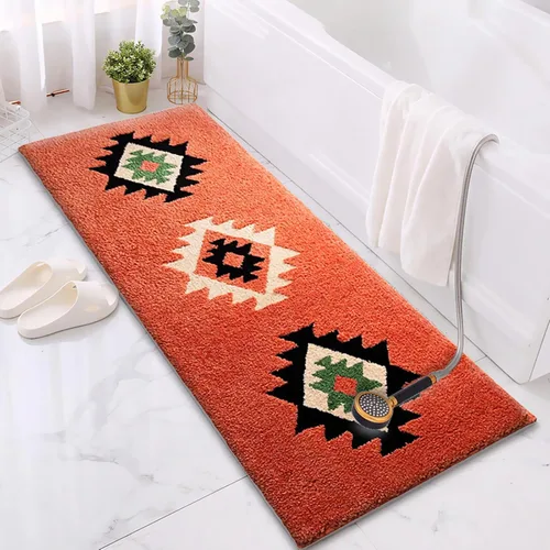 Miniatura 19 de Tapetes de baño bohemios antideslizantes geométricos, alfombras de baño esponjosas, suaves y absorbentes para baño, ducha, lavabo, hogar, entrada, L