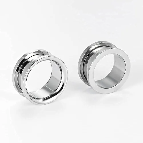 Miniatura 4 de PUNKYOUTH Juego de 14 tapones de túneles de acero inoxidable con tornillo de ajuste de tornillo expansor de piercing corporal juego de joyas