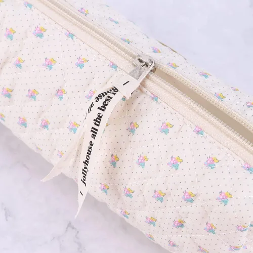 Miniatura 5 de Juoxeepy Bolsa de maquillaje de algodón, bolsa de cosméticos de viaje, bolsa de cosméticos acolchada, bolsa de aseo floral estética coqueta A05-2pcs