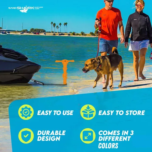 Miniatura 2 de SandShark - Anclaje para barco deportivo y anclaje para moto acuática. Poste de anclaje de agua poco profunda para barco y PWC. Kit de anclaje