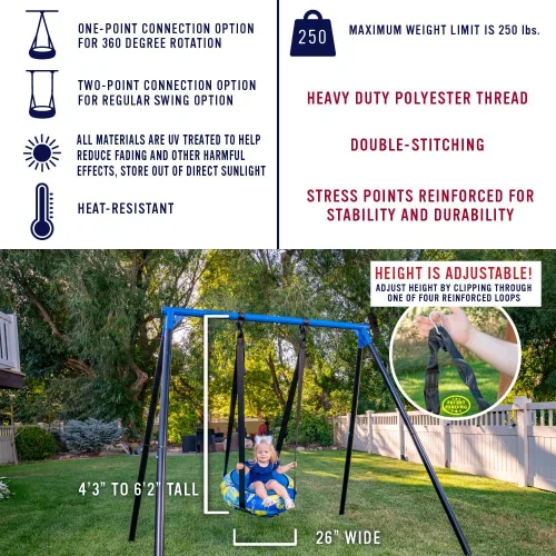 Miniatura 3 de Columpio de aire redondo duradero de 26 pulgadas para niños pequeños y niños, ideal para patio trasero, sala de juegos interior, juego o casa