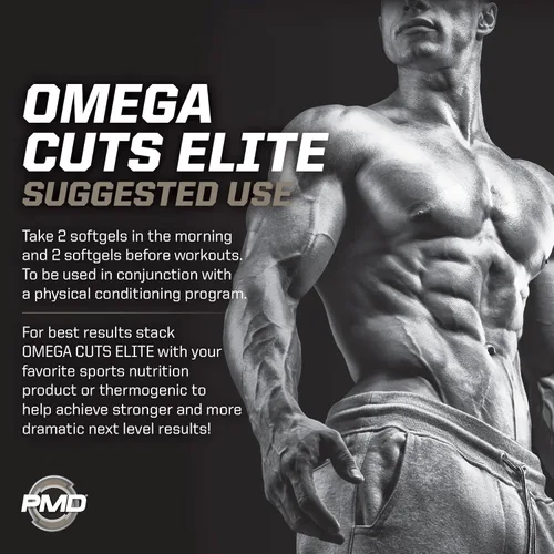 Miniatura 9 de PMD Sports Omega Cuts Elite - Fórmula de definición de pérdida de grasa muscular - Ácidos grasos Omega, MCT y CLA para definición muscular