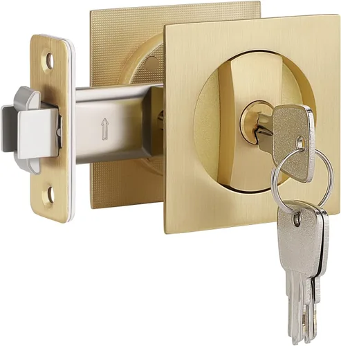Miniatura 19 de Paquete de 6 manijas de puerta de paso para pasillo o armario, manijas interiores de latón satinado sin llaves, manijas de puerta interiores doradas
