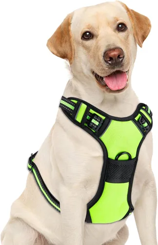 Miniatura 12 de Arnés para perro sin tirones, chaleco ajustable reflectante con clip frontal para mascotas con asa de fácil control para perros medianos y grandes
