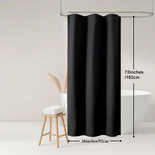 Miniatura 4 de OWENIE Cortina de Ducha Negra, Pequeña para Cabina con Tejido de Gofre Tela Pesada, Cortinas de Ducha para Baño de Tamaño Estrecho, Impermeable