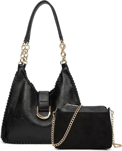 Sweetovo Bolsas de mano para mujer, juego de bolsos vintage, de cuero vegano, bolsa mediana y bolso cruzado para viajes