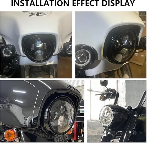 Miniatura 6 de PSLER Faro Delantero de Motocicleta de 7" Lámpara Anillo de Moldura Cubierta Conjunto de Faro Delantero Compatible con Touring Road King Electra