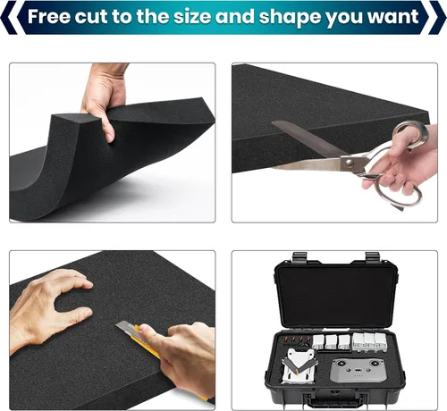 Miniatura 4 de 3 piezas de insertos de espuma de 16 x 12 x 2 pulgadas para estuches, espuma de poliuretano, hojas de espuma negra para embalaje, acolchado de 2