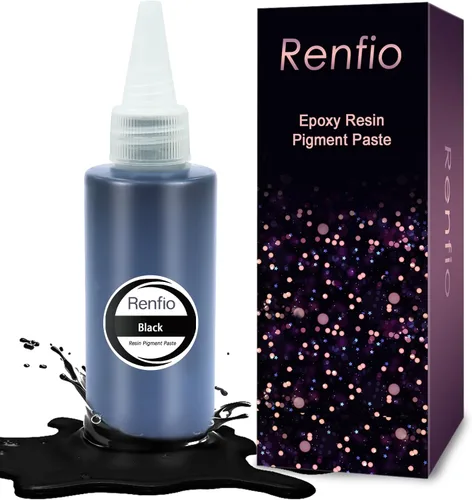Renfio Pasta de pigmento negro, 4.23 oz/120 g, tinte epoxi de alta concentración, pigmento de color de resina epoxi fácil de mezclar, pasta de