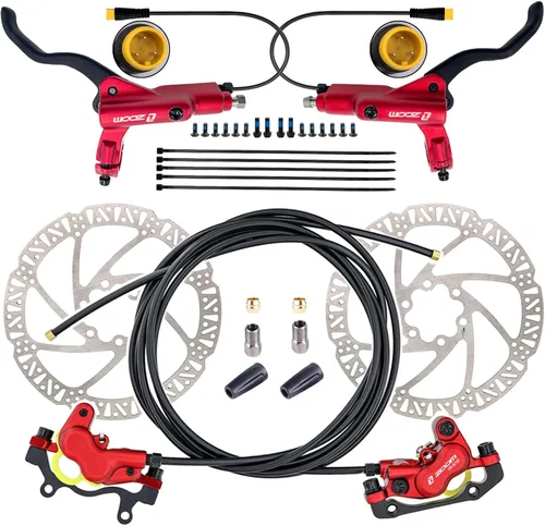 Miniatura 7 de Zoom HB876E - Juego de frenos hidráulicos de apagado eléctrico de 2 pines/3 pines de 4 pistones para bicicleta eléctrica con rotores de 7.087 in